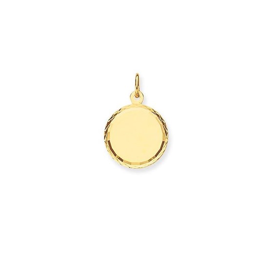gouden graveerplaat rond facet 14mm.