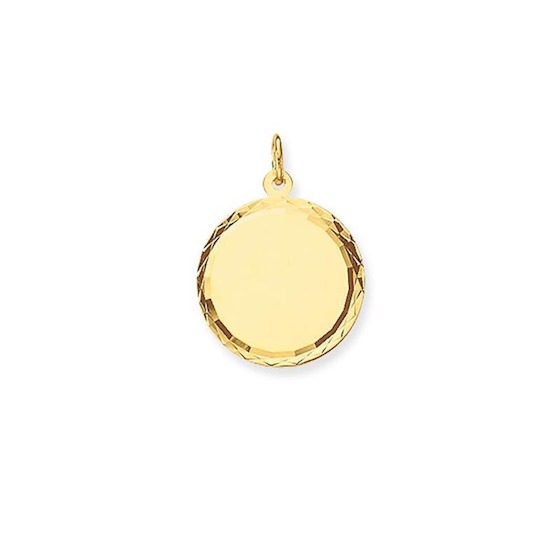 gouden graveerplaat rond facet 18mm.