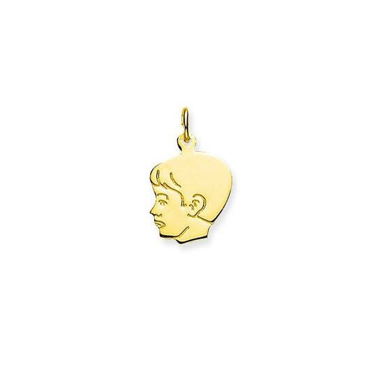 Gouden kinderkopje jongen 15x13mm.
