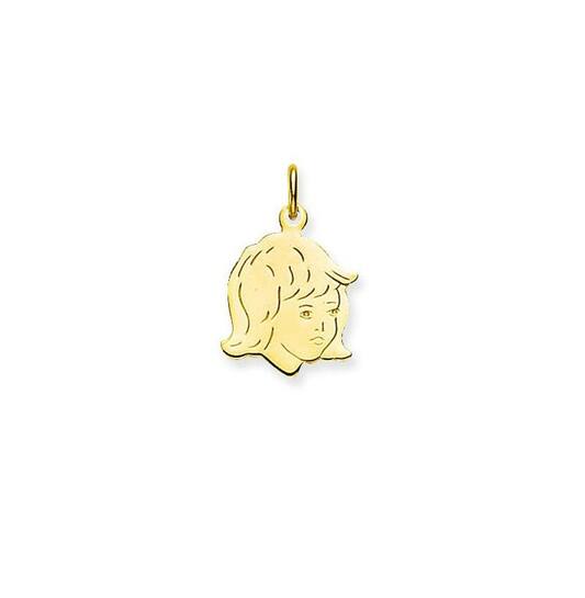 Gouden kinderkopje meisje 15x15mm.