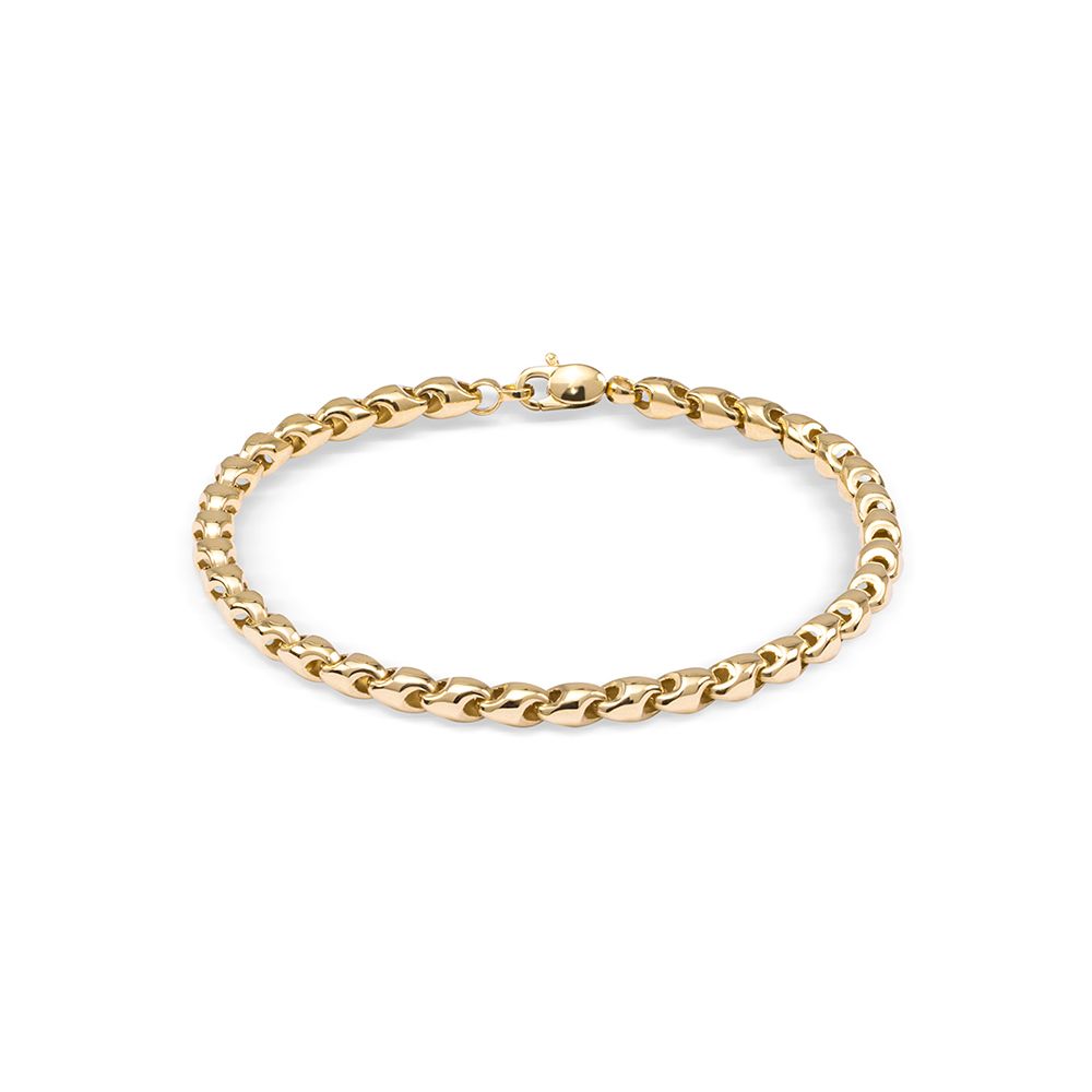 Omschrijving
Een 14 kt. geelgouden fantasie schakelarmband opgebouwd uit bolle schakels. De armband uit de Monzario collectie is hoogglans afgewerkt en uitgevoerd met een karabijnsluiting. Bijpassend bij de armband is ook een schakelketting verkrijgbaar. Afmetingen: breedte: 4,3 mm., lengte: 19,5 cm.