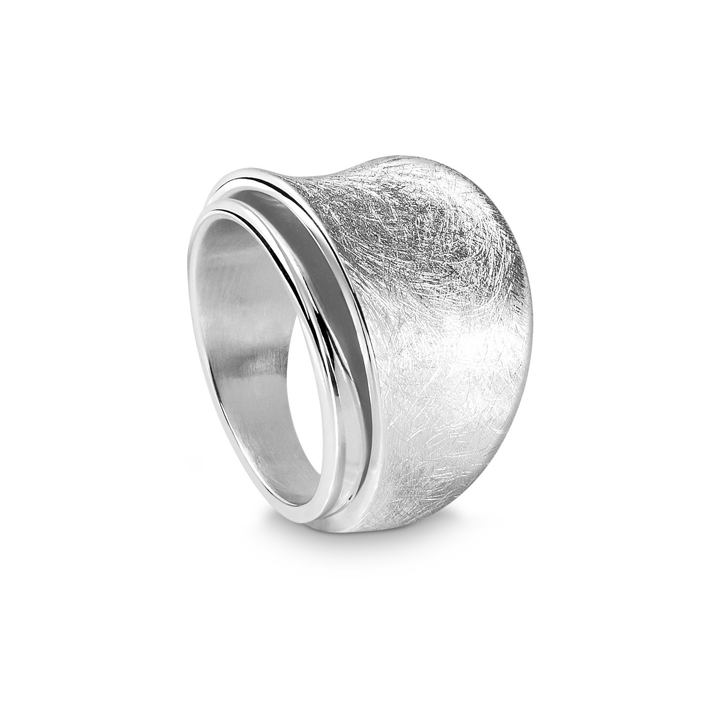 Quinn - Zilveren dames ring ijsmat/poli, 17.2x4.9mm