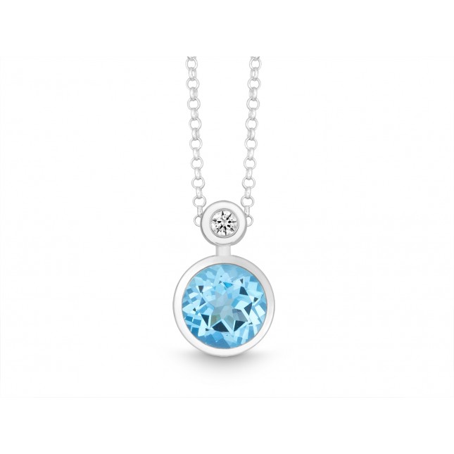 Quinn - Topaas / diamant 0.03ct briljant geslepen, incl collier 45cm - 027393958