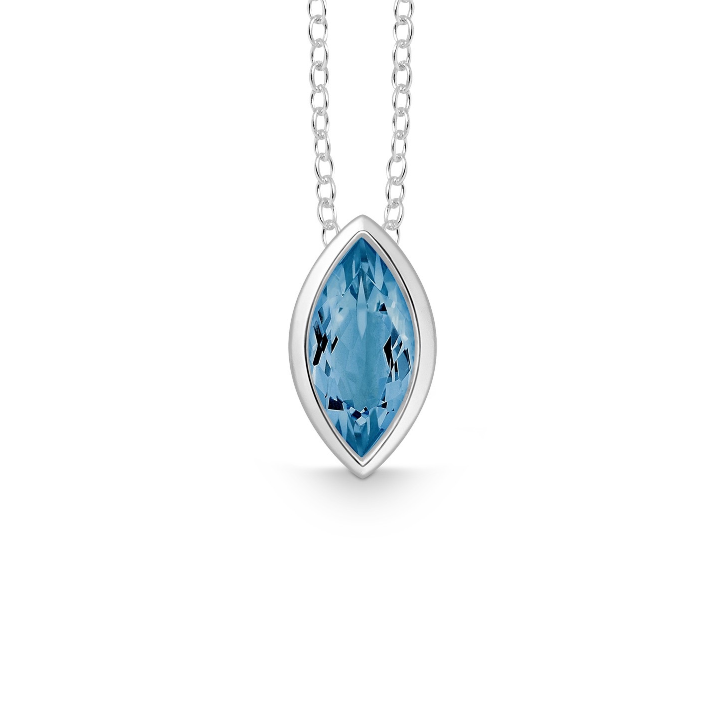 Quinn - London Blue Topaas Navette geslepen hanger incl. collier 42/45cm