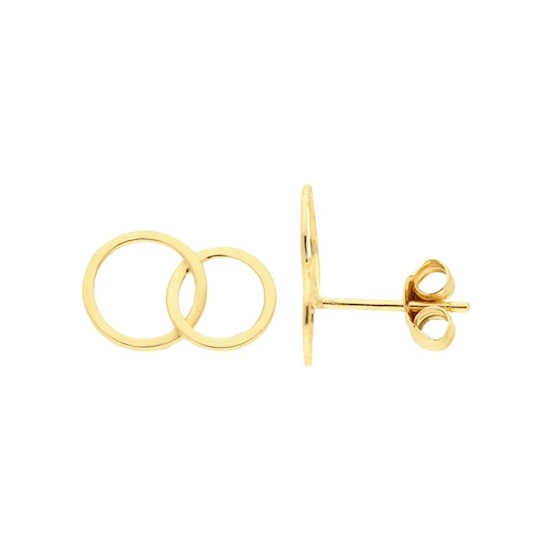 14kt. gouden oorstekers dubbel open cirkel