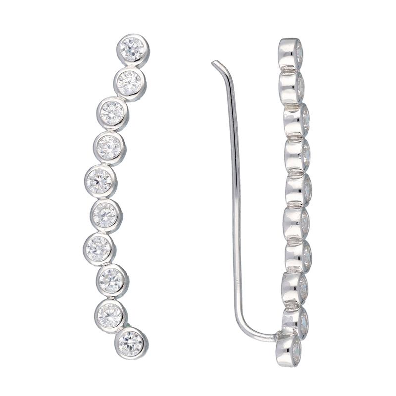 Zilveren earcuffs lang met zirconia
