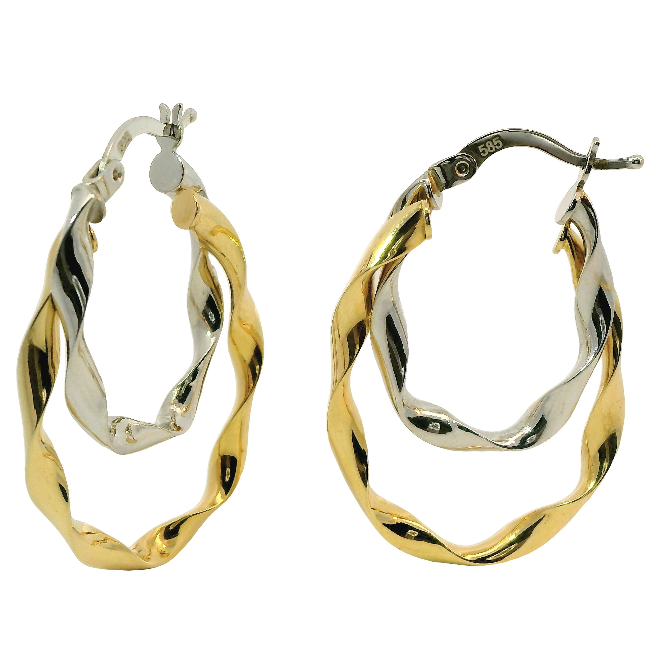 Deze oorringen van Louis Bros zijn vervaardigd uit 14 karaat bicolor (2.64 gr.). De Oorsieraden hebben een diameter van 34 mm, en dikte van 2 mm.
Laat jezelf betoveren door de gracieuze charme van deze bicolor oorringen, waar fantasie en vakmanschap samenkomen in een prachtig gedetailleerd ontwerp. Deze oorringen zijn niet zomaar sieraden; ze zijn een viering van creativiteit en verfijning, ontworpen om elke outfit te verheffen met hun unieke uitstraling.
Het bicolor design combineert de warmte van geelgoud met de tijdloze elegantie van witgoud, wat resulteert in een harmonieus samenspel van kleuren dat de ogen betovert. Deze oorstukken zijn meer dan alleen accessoires; ze zijn een symfonie van contrasten, een ode aan de veelzijdigheid van edelmetalen.
