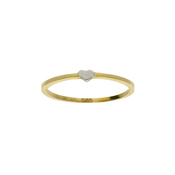 14kt. gouden ring met witgouden hart maat 58