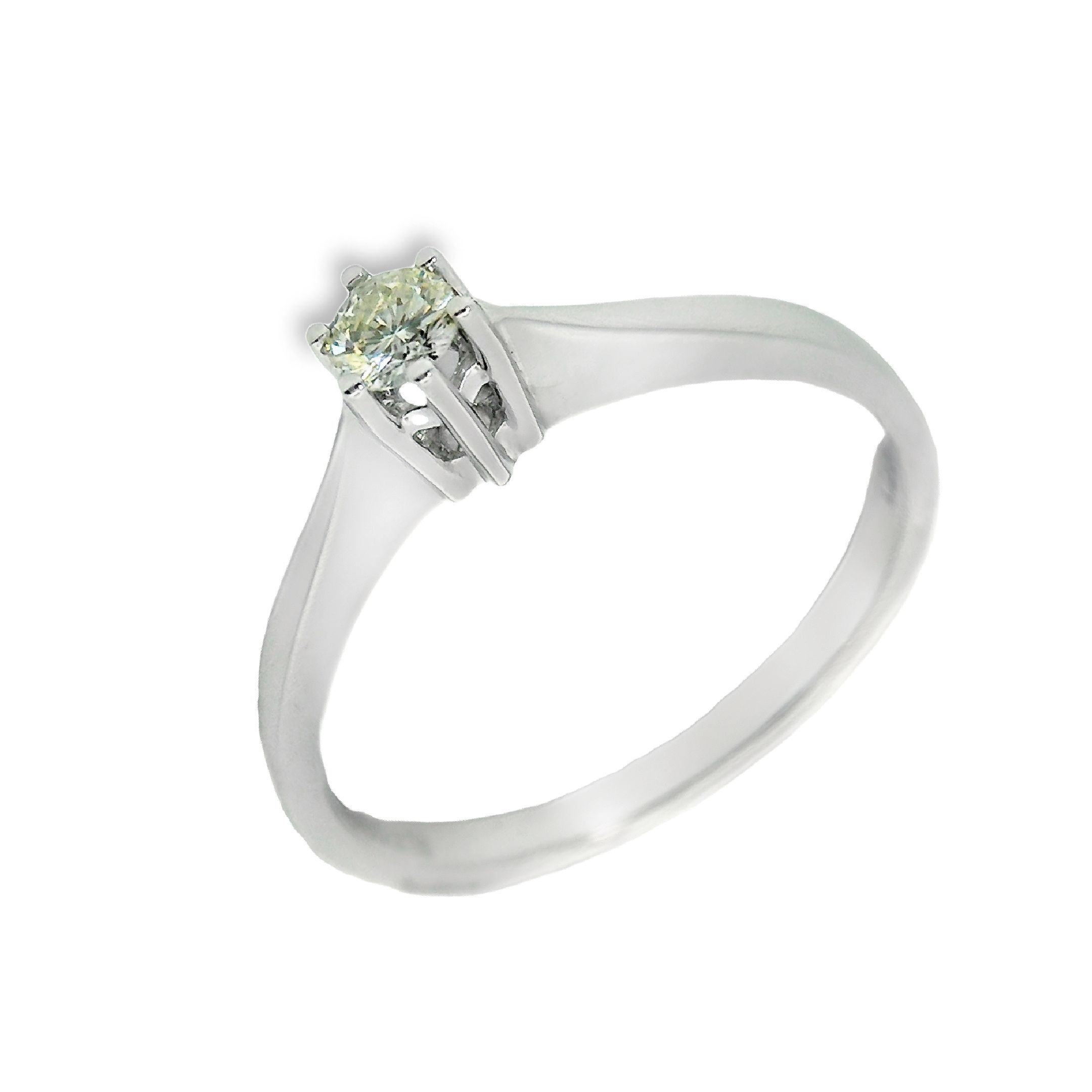 Deze ring van Louis Bros is vervaardigd uit 14 karaat witgoud (2.20 gr.) en is gezet met 1 briljant geslepen diamanten met een totaalgewicht van 0.06ct. De ring heeft een diameter van 2.5 mm, minimale breedte van 2 mm. en een hoogte van 5.5 mm.Deze adembenemende witgouden solitaire ring met een schitterend steentje is de perfecte keuze voor een speciale gelegenheid. De combinatie van het elegante witgoud en het stralende steentje zorgt voor een tijdloos en stijlvol design. Laat deze prachtige ring de blikvanger zijn van elke outfit en laat het de liefde en verbondenheid symboliseren. Een betoverende keuze voor die ene speciale persoon in je leven.
De ring is verkrijgbaar in meerdere afmetingen.