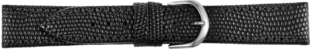 Horlogeband leder 101 reptielprint zwart 14mm