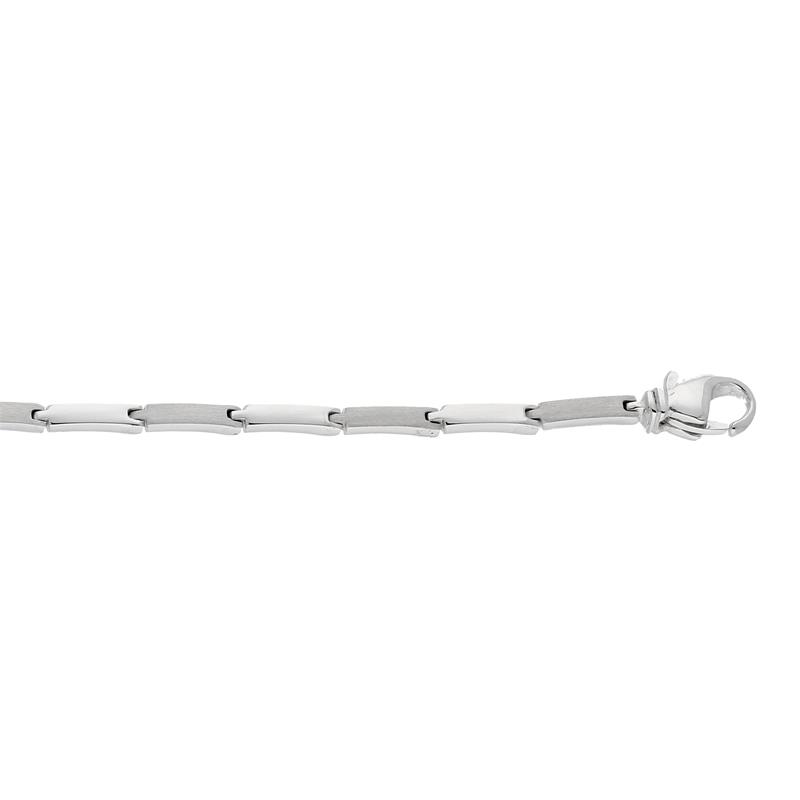 Zilveren massieve armband met matte en glanzende schakels, 19cm