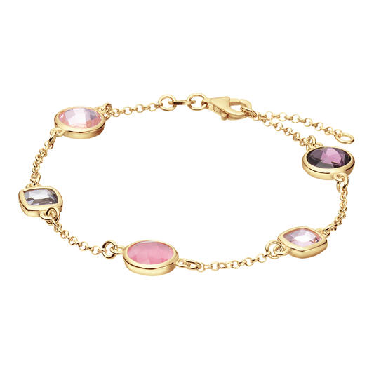 Zilver Vergulde Armband met Amethist en Rozenkwarts
