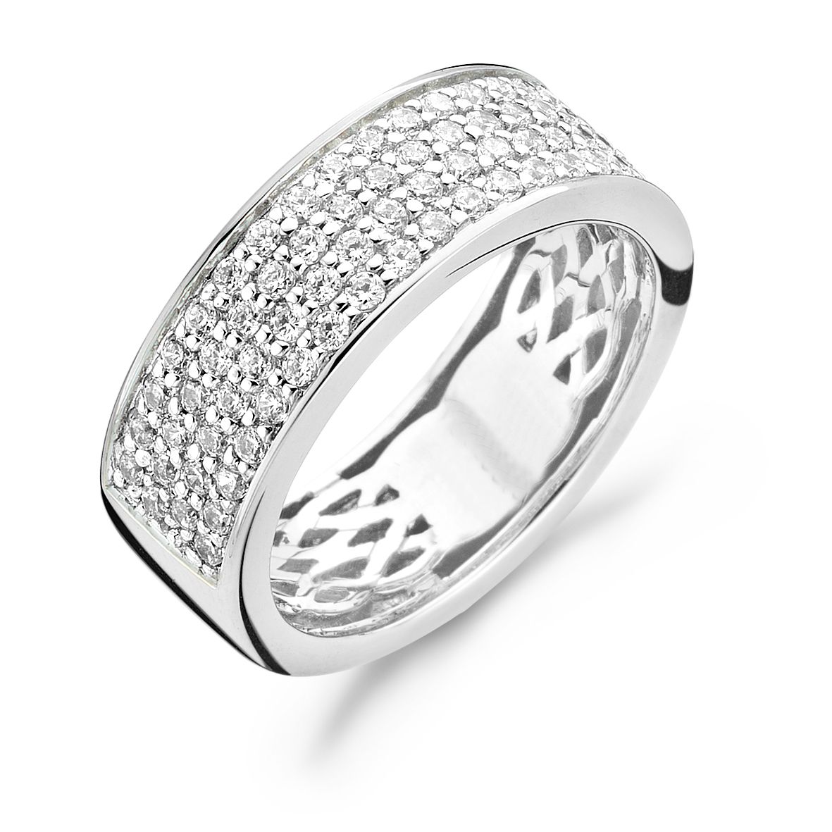 Blush - Witgouden damesring pavé bezet met zirconia's, maat 56 - 1055WZI/56