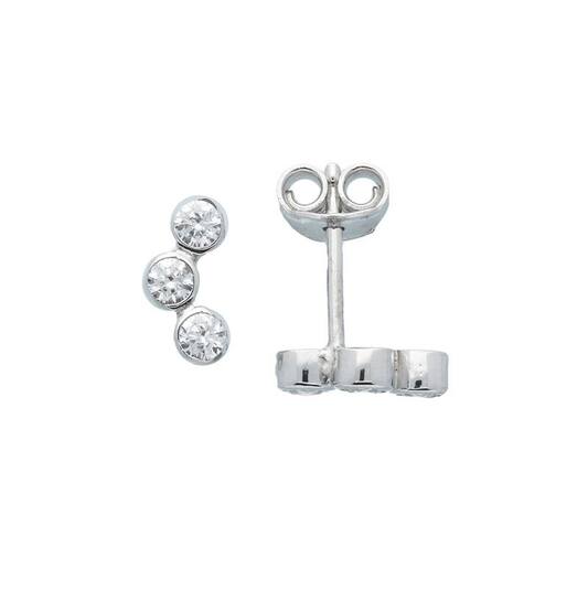 Zilveren oorstekers met 3x zirconia