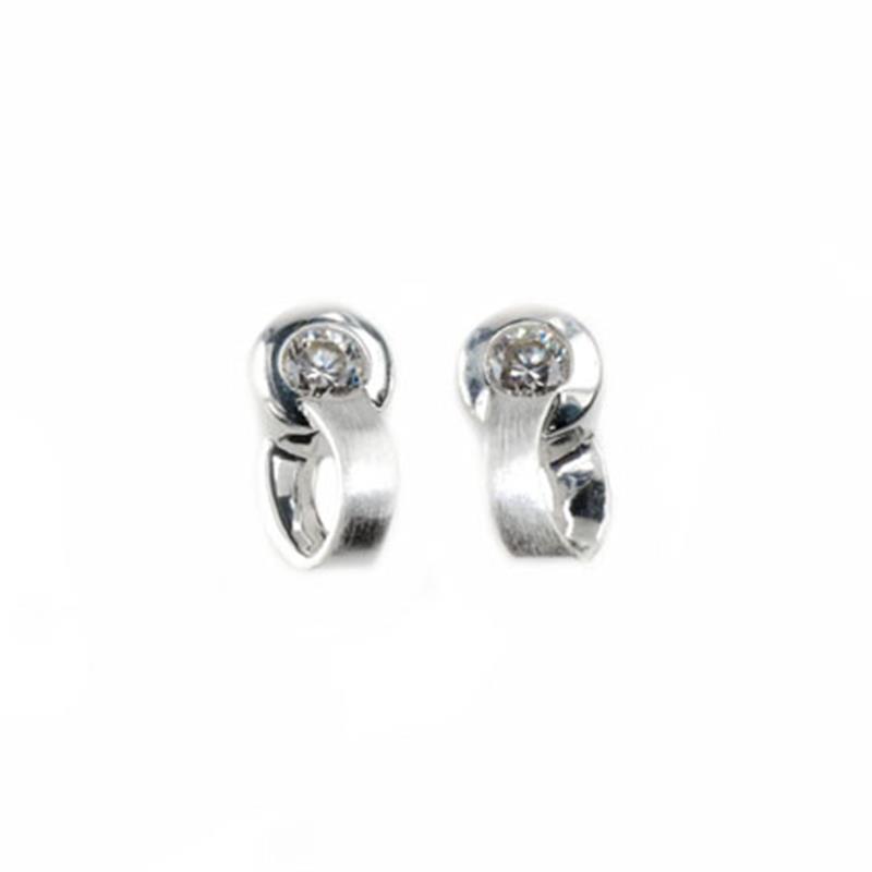 Zilveren oorstekers met zirconia mat/glanzend