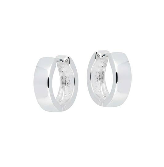 Zilveren oorringen met scharnier in vierkant model 4x14mm. met een matte en glanzende zijde.