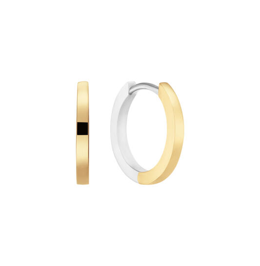 Zilveren massieve oorringen voor de helft verguld zodat ze in beide kleuren draagbaar zijn, 10x1.7mm.