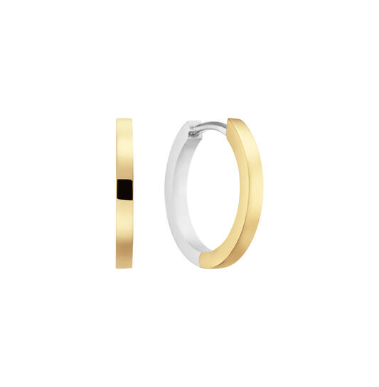 Zilveren massieve oorringen voor de helft verguld zodat ze in beide kleuren draagbaar zijn, 12x1.7mm.