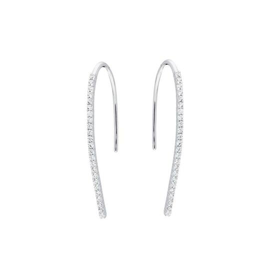 Zilveren oorhangers haak met zirconia