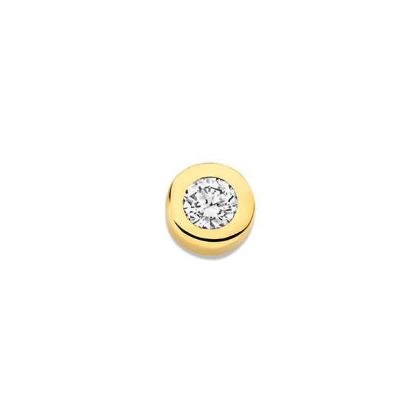 Minioro - 14kt geelgouden hanger bezet met briljant geslepen diamant, 4mm - 11018
