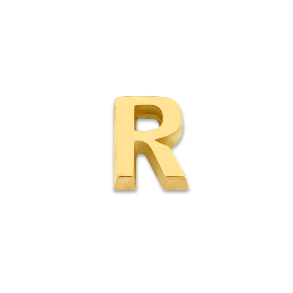 Minioro - 14kt geelgouden Initiaal, Letter R, 5.3mm - 11041R