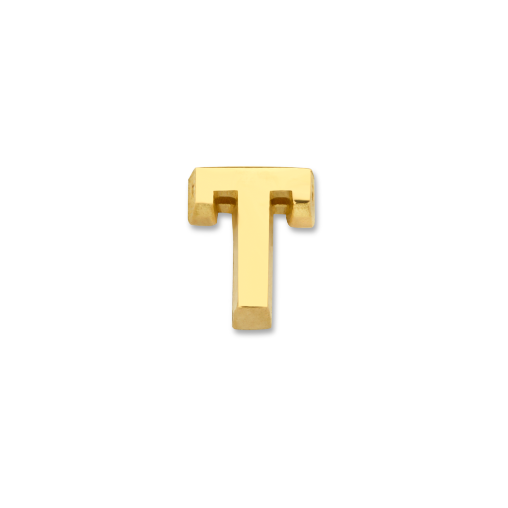 Minioro - 14kt geelgouden Initiaal, Letter T, 5.3mm - 11041T