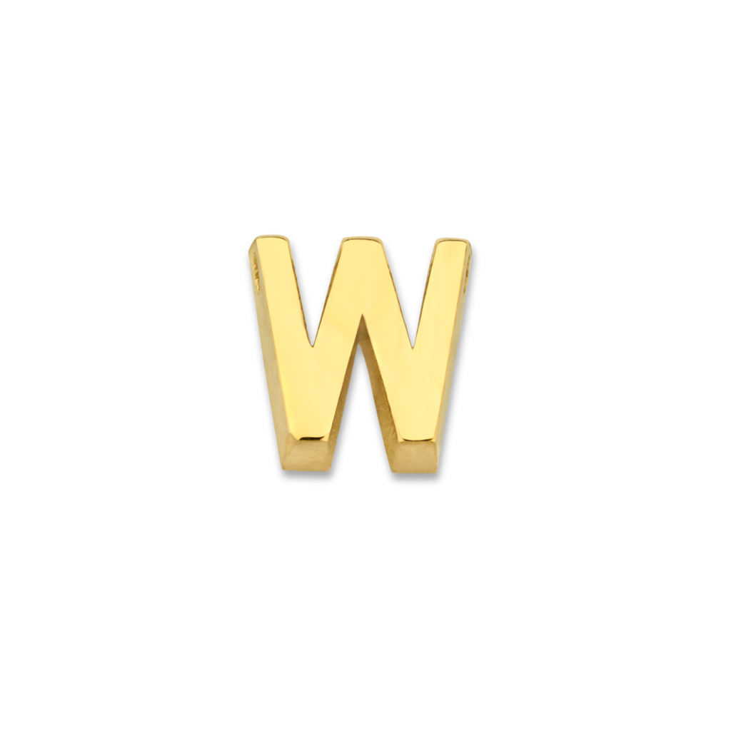 Minioro - 14kt geelgouden Initiaal, Letter W, 5.3mm - 11041W