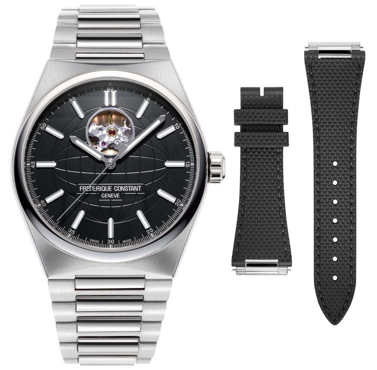 Dit Frédérique Constant Mannen horloge beschikt over een Automatisch binnenwerk. De kast (41 mm) is vervaardigd uit Staal (Zilverkleurig) en heeft een Saffierglas. De band is Zilverkleurig Staal. Dit horloge uit de Highlife Heart Beat reeks is een mooi en tijdloos geschenk. Verras jezelf of iemand anders met dit cadeau. Bovendien geniet u hierbij van 2 jaar garantie tegen alle fabricagefouten.