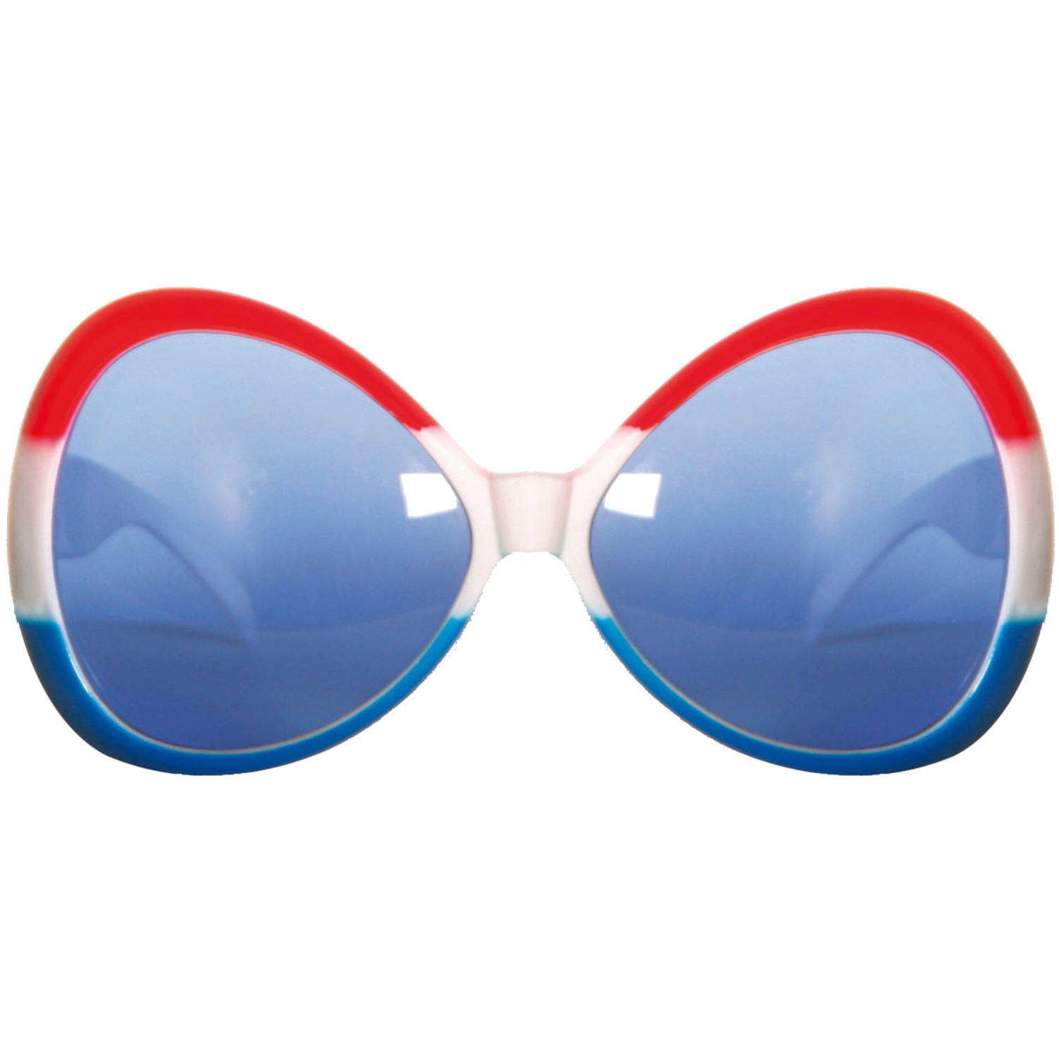 Rood Wit Blauwe Bril. Inhoud: 1 bril. Kleur: Meerkleurig. Bijvoorbeeld te gebruiken tijdens de volgende feestgelegenheid/feestgelegenheden: Carnaval, Themafeest, Festival. Deze bril is 17,5 cm hoog en 9 cm breed. Het artikel is gemaakt van plastic.