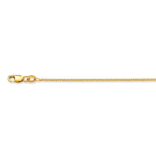 Prachtig gouden lengtecollier in een gourmet schakel. Het collier is 50cm lang en 1,2mm breed.
