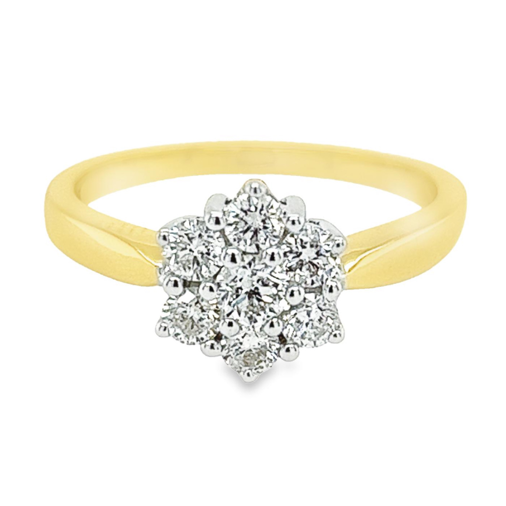 14 k Bicolor gouden entourage ring met diamant 0.65 karaat
