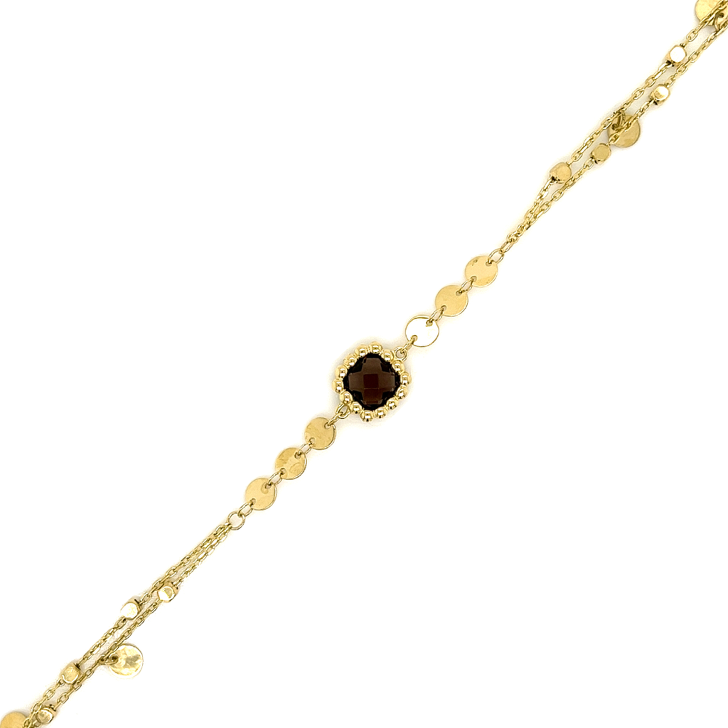 14 karaat Geelgouden armband Fantasie met gekleurde Zirkonia