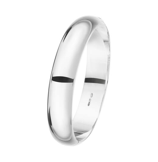 Zilveren bangle met scharnier, half bol, 13mm. breed.