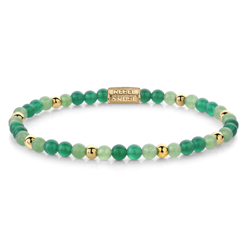 Rebel & Rose - Green Morning Vibes 4mm Goldplated Small 16.5cm - RR-40122-G-S