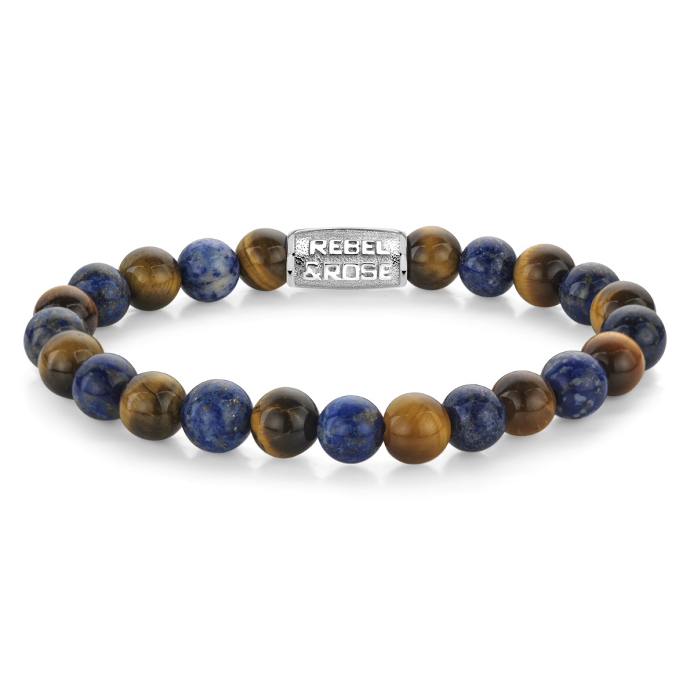 Rebel & Rose - Mix Tiger Lapis - 8mm Large 19cm - RR-80109-S-L