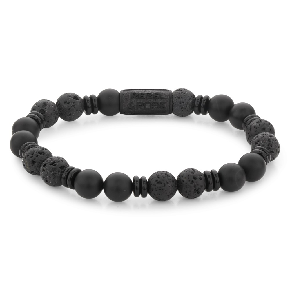 Rebel & Rose - Armband, Variations Black - 8mm Medium 17.5cm - RR-80093-B-M
