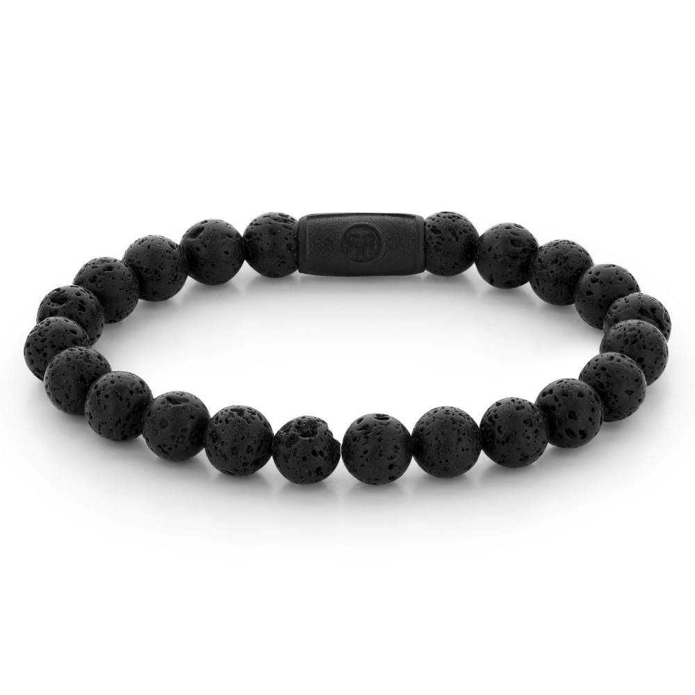 Rebel & Rose - Armband, Black Moon - All Black - 8mm Medium 17.5cm - RR-80071-B-M