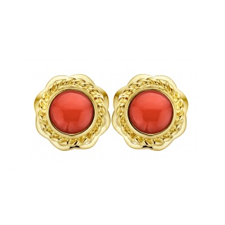 Dutch Classics - 5mm Bloedkoraal oorknoppen, in het 14kt geelgoud