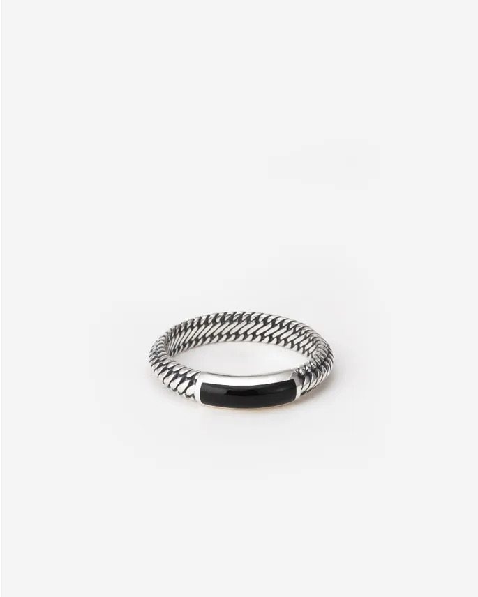 613ON Ben Mini Gemstone Ring silver Onyx
