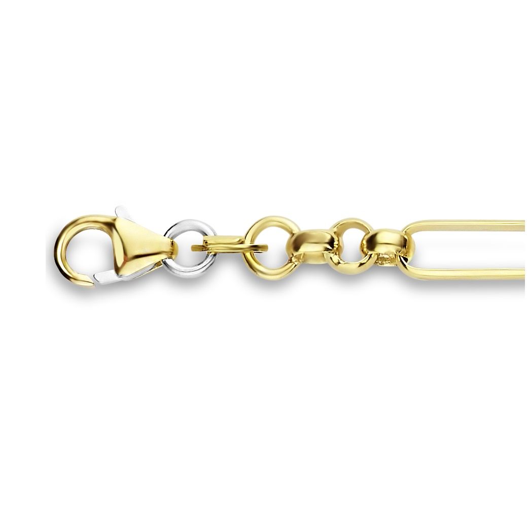 Fjory - Geelgouden fantasie armband met zilveren kern 3mm, 19cm - 40-FS030519