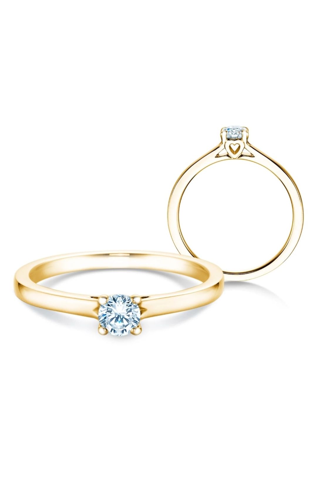 Deze ring van Louis Bros is vervaardigd uit 14 karaat geelgoud (3.70 gr.) en is gezet met 1 briljant geslepen diamanten met een totaalgewicht van 0.20ct. De ring heeft een diameter van 4 mm, en een  breedte van 2.5 mm. en een dikte van 5 mm.
 Deze specifieke ring is gemaakt van hoogwaardig geelgoud en bevat een prachtig fonkelend steentje in het midden, wat een centraal aandachtspunt vormt. Wat deze ring echt uniek maakt, is het kleine hartje dat subtiel is verwerkt in de zetting onder het steentje. Dit delicate detail voegt een extra vleugje romantiek en symboliek toe, waardoor de ring niet alleen een schitterend juweel is om te dragen, maar ook een kostbaar symbool van liefde en toewijding. Perfect voor een verloving of een speciaal cadeau, deze geelgouden solitair ring is een prachtige keuze voor iedereen die houdt van klassieke schoonheid met een vleugje persoonlijkheid.
De ring is verkrijgbaar in meerdere afmetingen.

