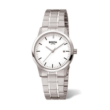 Boccia Titanium 3258-02
Dit Boccia Titanium dameshorloge heeft een titanium kast. Het horloge heeft een kastdiameter van 29 mm en mineraalglas. De band van het horloge is van titanium en kan op maat worden gemaakt door er schakels uit te halen met een horlogeband inkortset. Of je nu sportief of chique gekleed gaat, dit horloge past bij elke outfit en iedere gelegenheid. 

HET MERK
Boccia Titanium: de specialist in het edelmetaal titanium � horloges en sieraden van puur (99,7%) titanium. Titanium heeft een hoog draagcomfort: het is licht in gewicht, huidvriendelijk en neemt de temperatuur van de huid snel aan. 

SPECIFICATIES
- Datumaanduiding
- Mineraalglas
- Ronde titanium horlogekast, � 29 mm
- Titanium horlogeband
- Witte wijzerplaat
- 5 ATM

INKORTEN BAND
De band van het horloge kan op maat worden gemaakt door er schakels uit te halen met een horlogeband inkortset.

