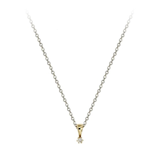 Gouden hanger met 0.03ct. diamant in 6 poot g-si (excl. collier)