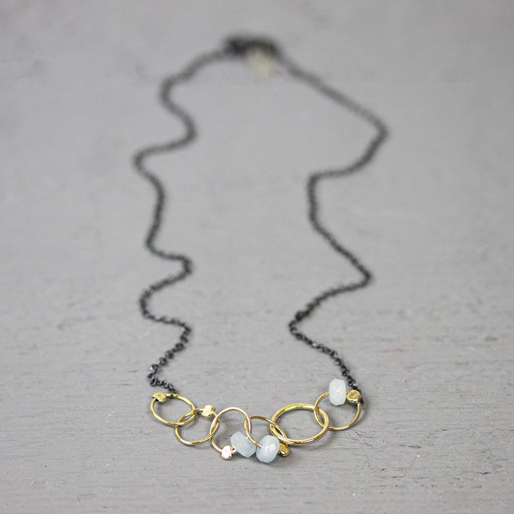 Jeh Jewels zilveren en goldfilled collier met aquamarijn