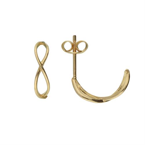 Gouden oorstekers halve maan infinity glad