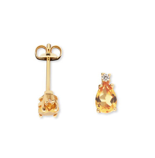 14kt. gouden oorstekers met citrien en zirconia