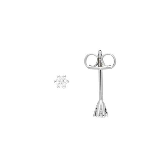Witgouden oorstekers met 2x 0.03ct. diamant (G-Si) in een zespootszetting.
