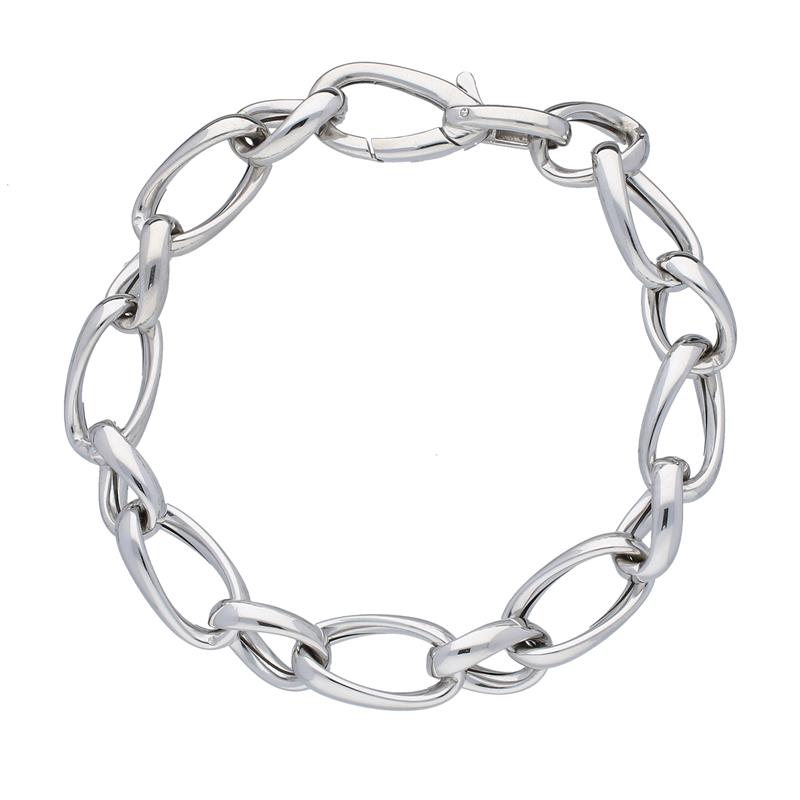 Zilveren armband met grote open schakels, 19cm.