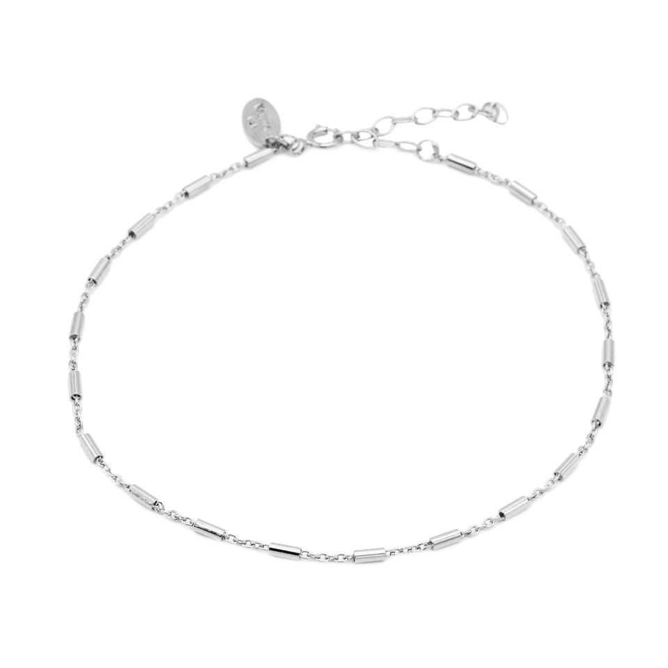 zilveren Karma enkelbandje, Tube Silver
