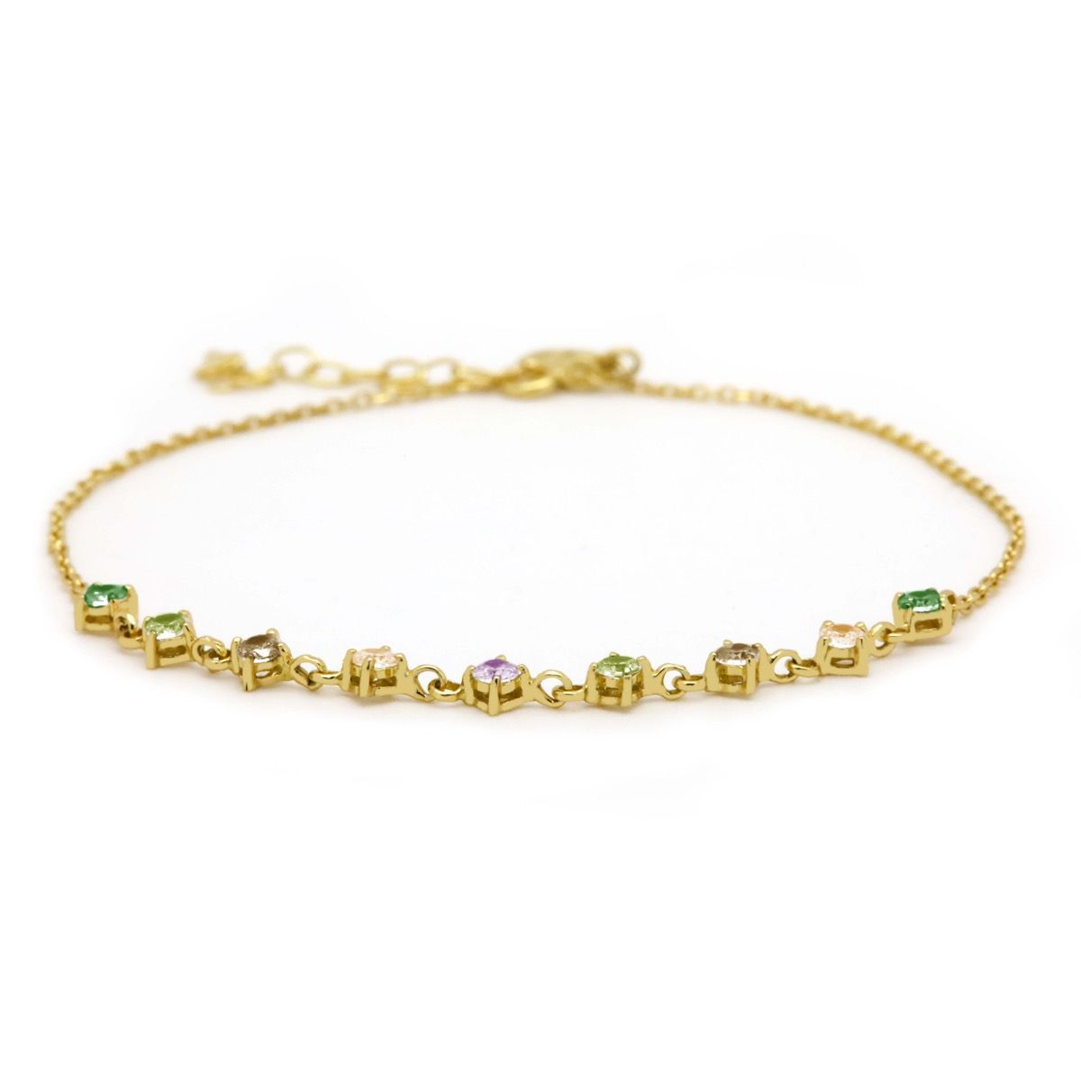 zilveren Karma enkelbandje, Vintage Greens Goldplated